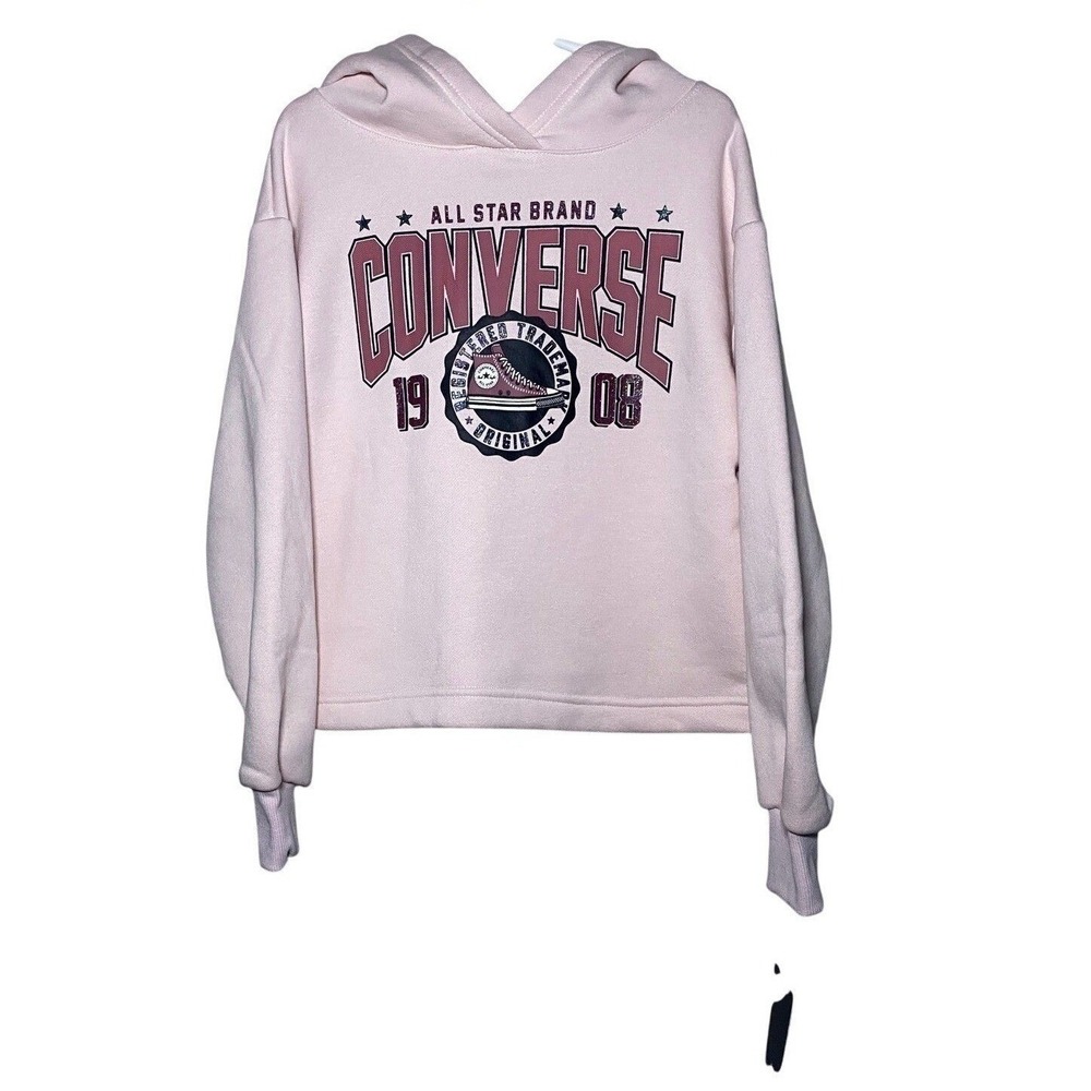 NWT Converse All Star Brand Girls Small 8-10 Years Pink Cropped Hoodie